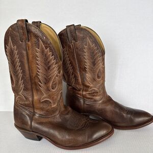 Boulet CA Western Men's Cowboy Boots Brown Leather Pull On Size 12 3E Style 7272
